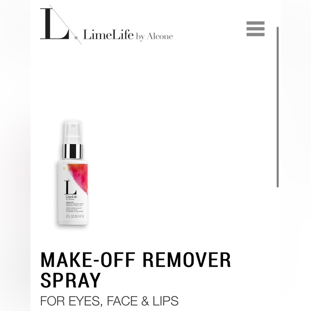 LimeLife by Alcone TRAVEL SIZE 2oz. MAKE-OFF MAKEUP REMOVER SPRAY